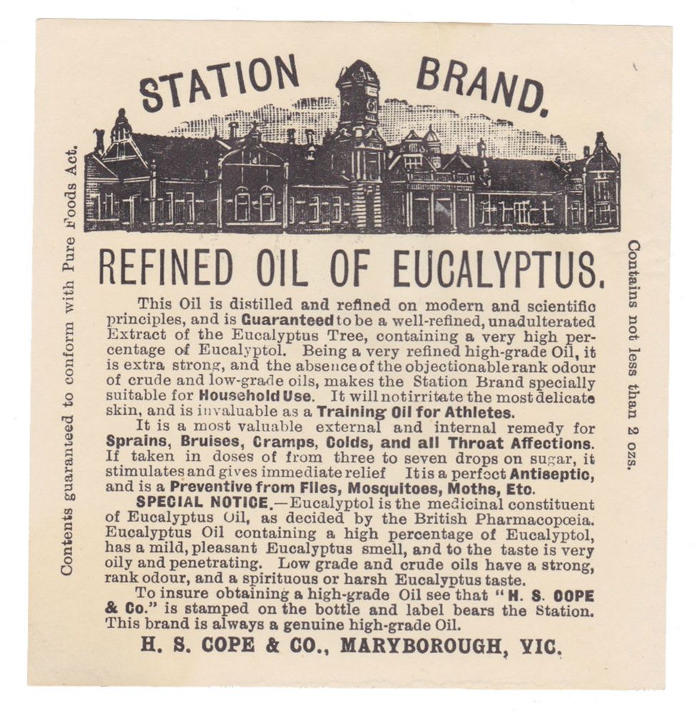 Station Brand Cope Maryborough Eucalyptus Oil Ephemera