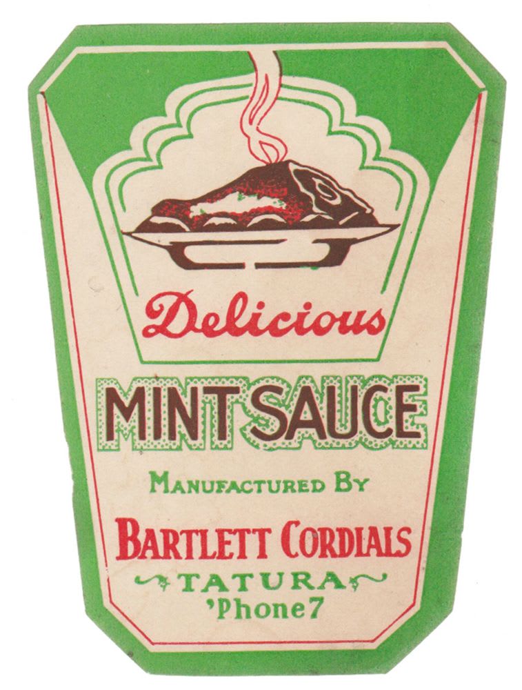 Bartlett Cordials Tatura Mint Sauce Label