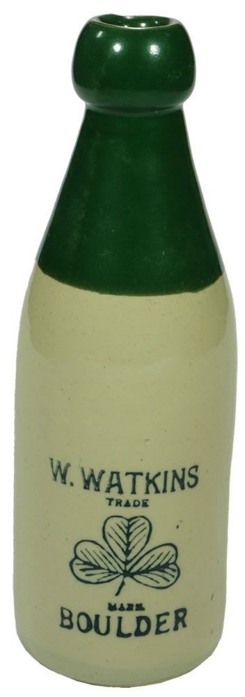 Watkins Boulder Shamrock Stoneware Ginger Beer Bottle