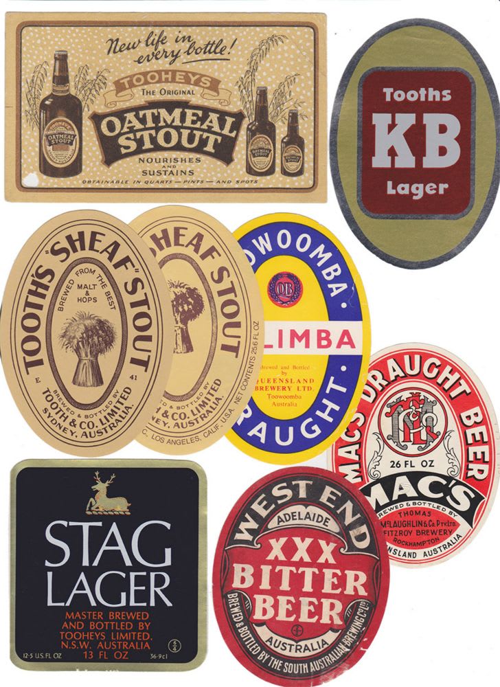 Group Vintage Beer Brewery Australian Labels