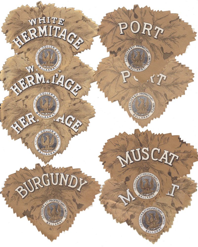 Goller Ballarat Vine Leaf shaped Vintage Labels