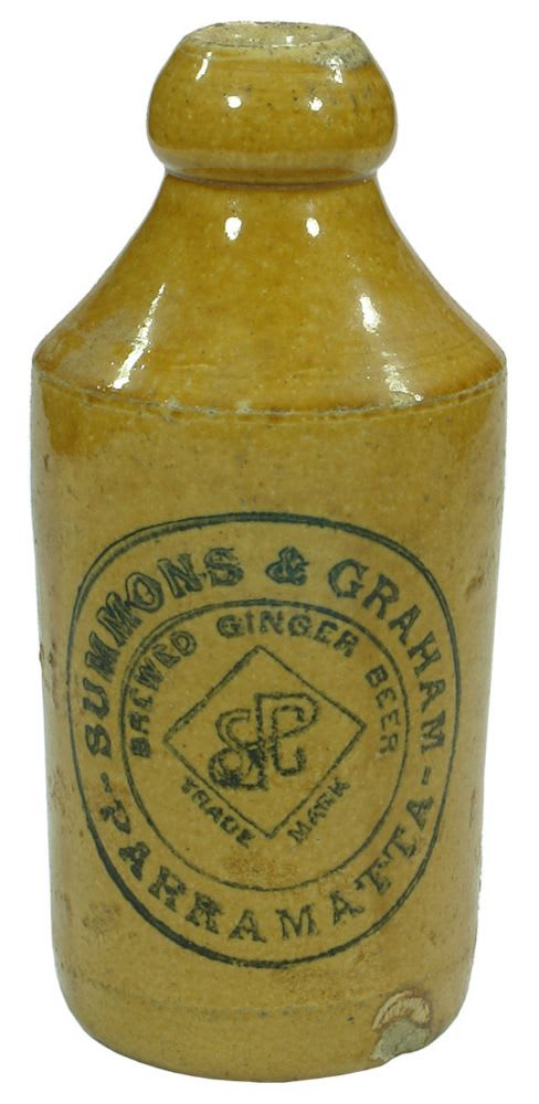 Summons Graham Parramatta Stoneware Ginger Beer Bottle