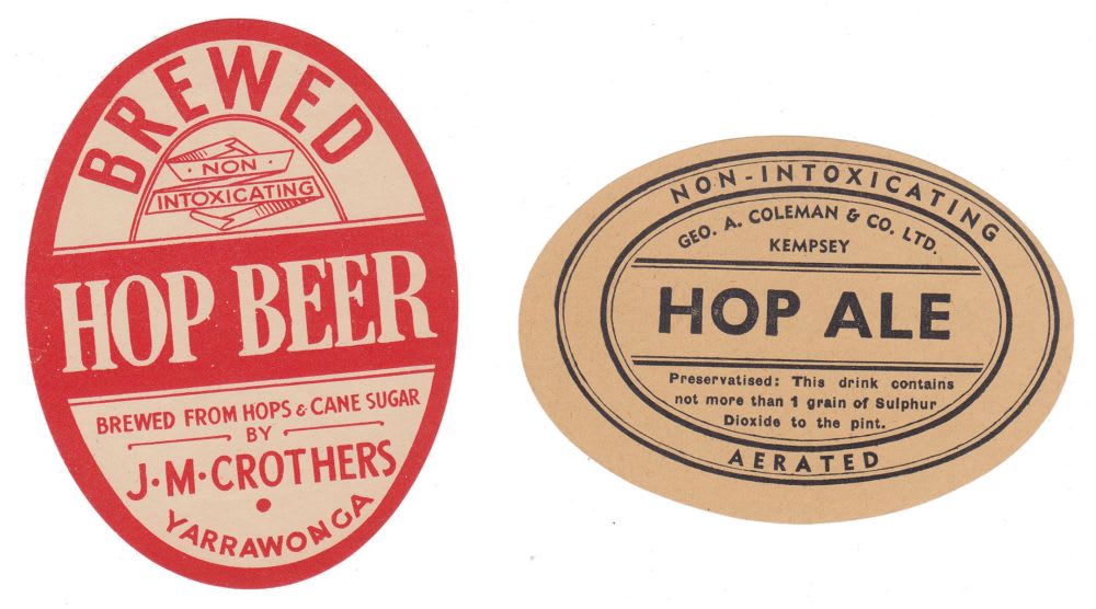 Pair Vintage Hop Beer Labels