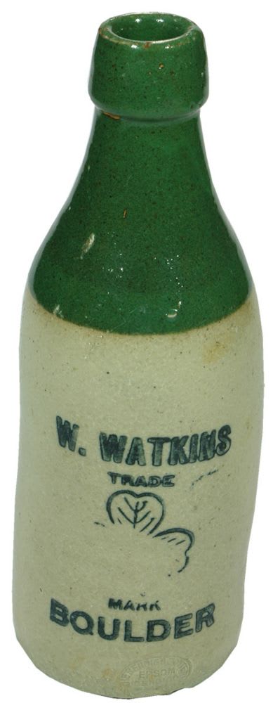 Watkins Boulder Shamrock Stoneware Ginger Beer Bottle