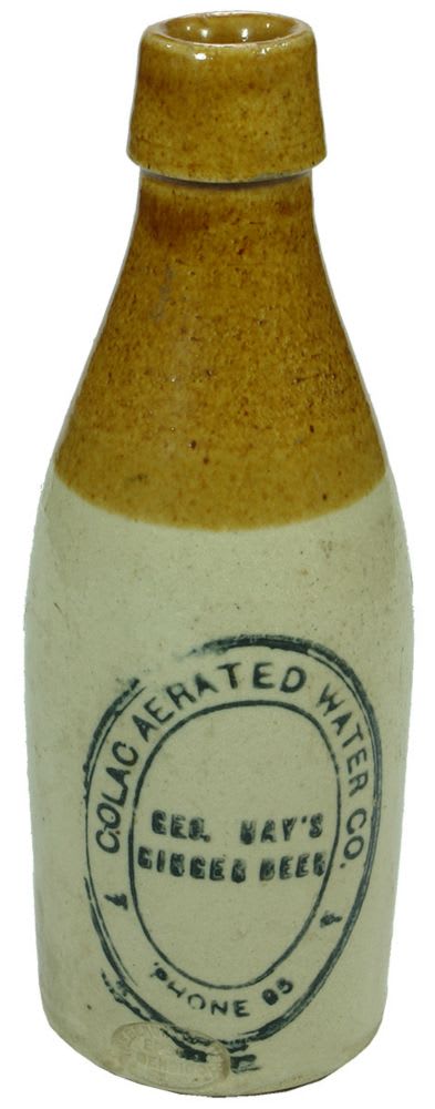 Colac Aerated Water Stoneware Ginger Beer Bottle