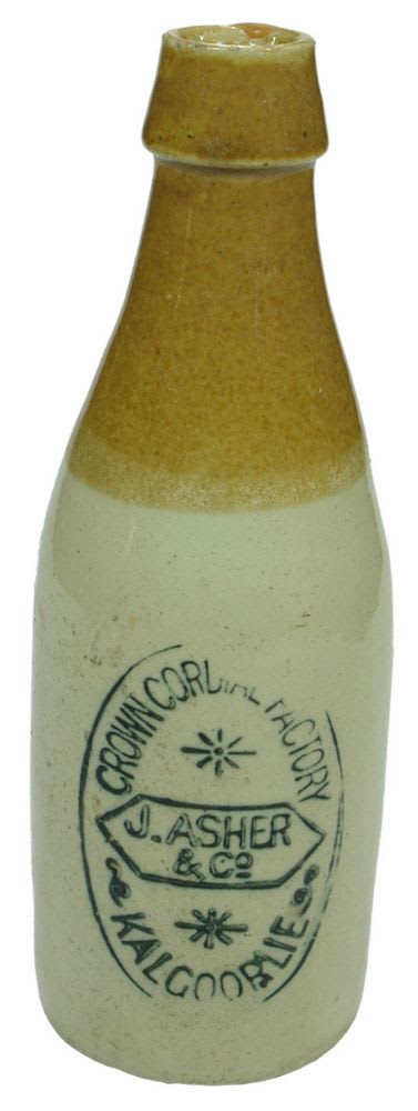 Asher Kalgoorlie Crown Cordial Factory Ginger Beer Bottle