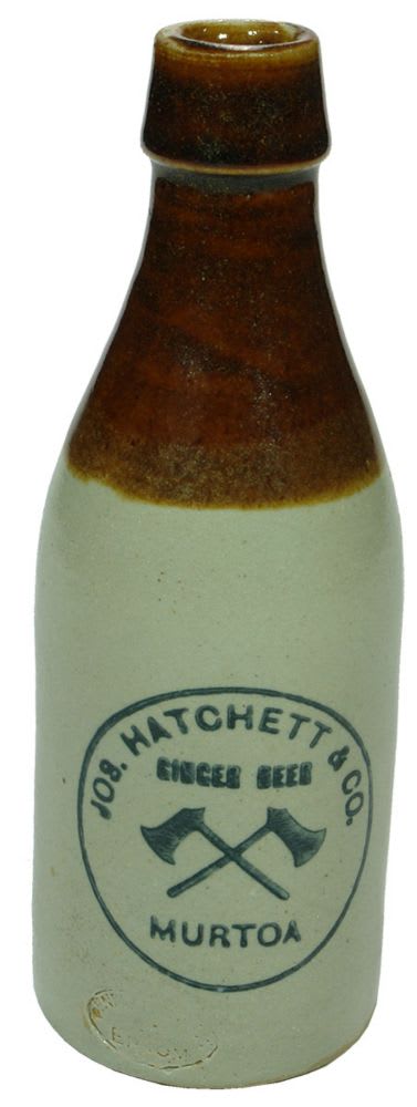 Hatchett Murtoa Crossed Hatchets Stoneware Ginger Beer Bottle