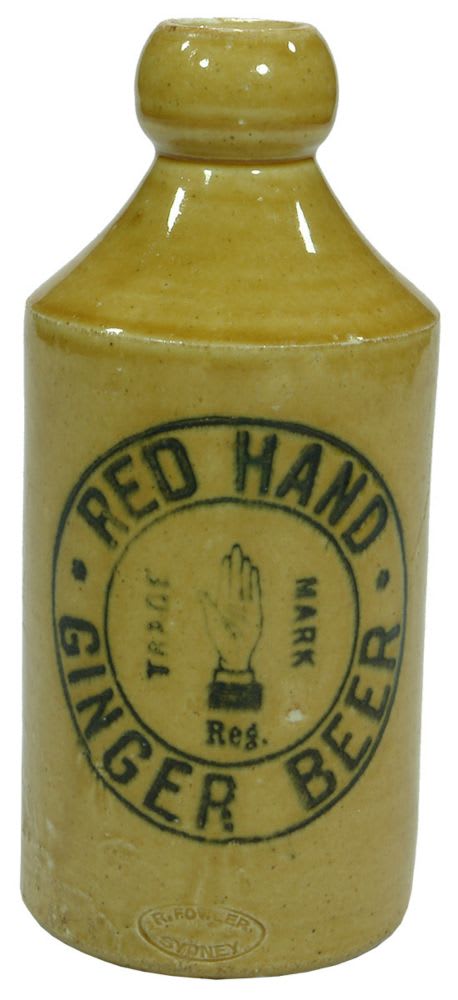 Red Hand Ginger Beer Stoneware Bottle