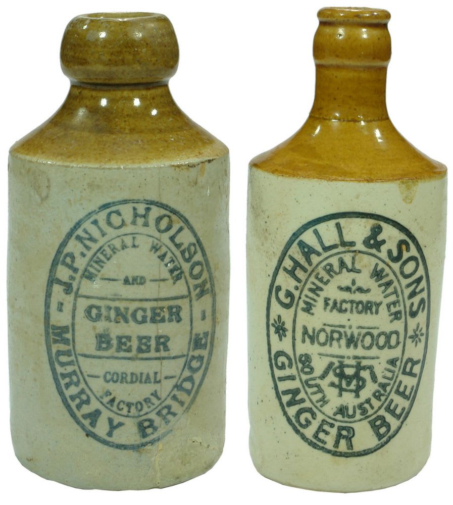 Australian Stoneware Ginger Beer Antique Bottles