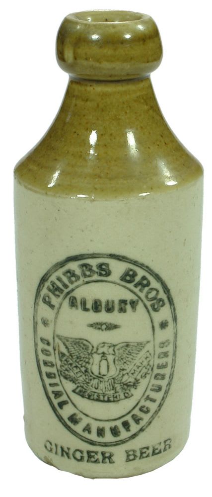 Phibbs Bros Albury Eagle Stoneware Ginger Beer Bottle