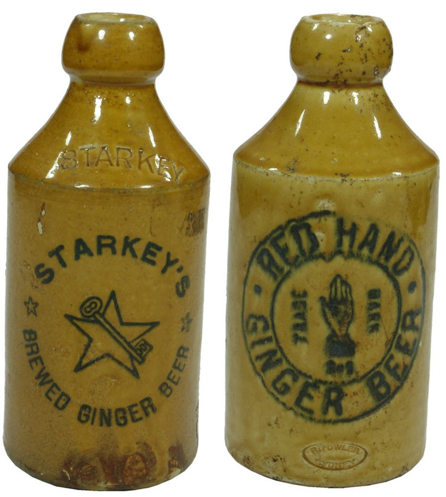 Australian Stoneware Ginger Beer Antique Bottles