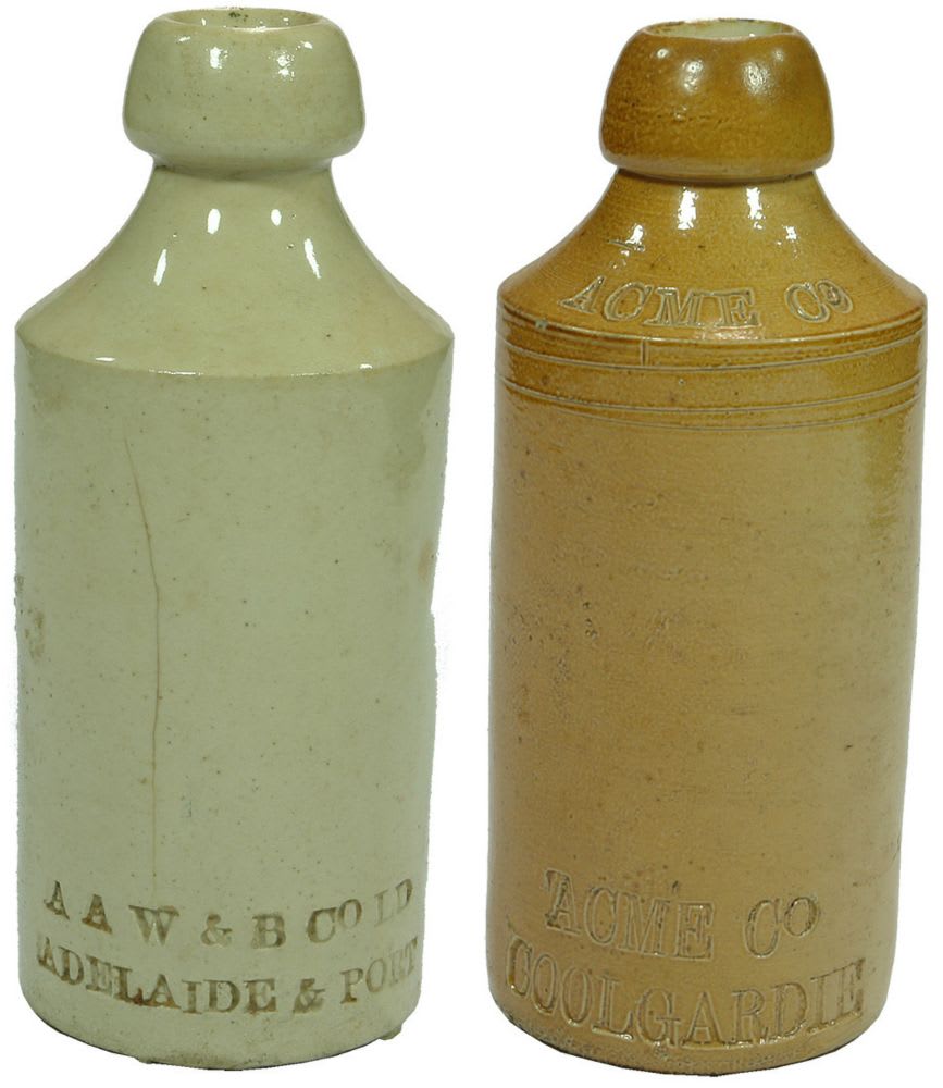 Australian Stoneware Ginger Beer Antique Bottles