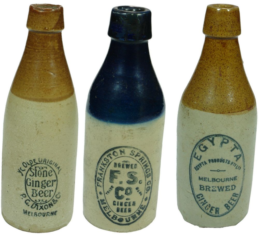 Australian Stoneware Ginger Beer Antique Bottles