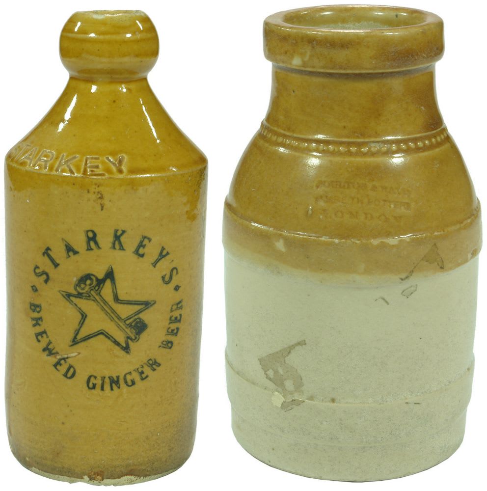 Collection Antique Stoneware Bottles Jars