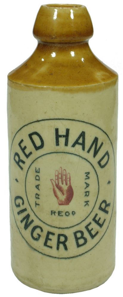 Red Hand Ginger Beer Stoneware Bottle