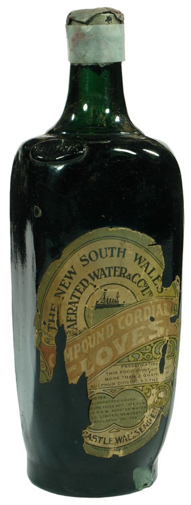 Thorne's Labelled NSW Aerated Water Cordial Bottle