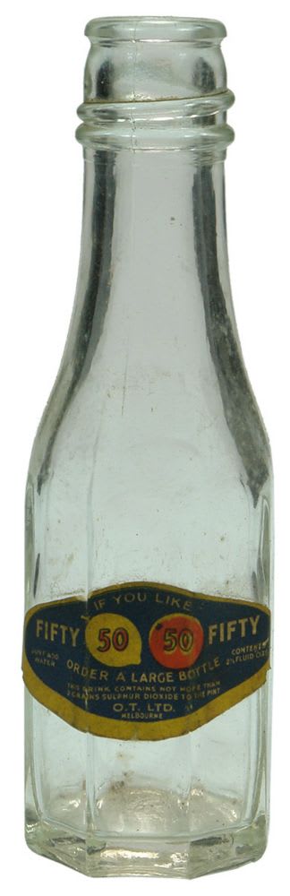 Labelled OT Fifty Fifty Vintage Cordial Bottle