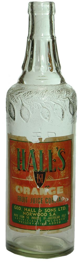 Halls Norwood Orange Fruit Juice Cordial Bottle