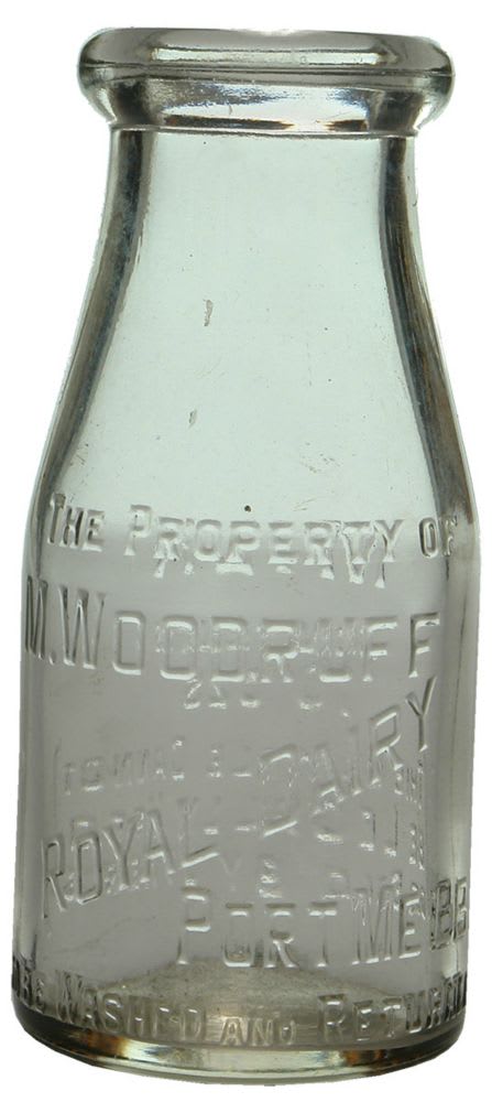 Woodruff Royal Dairy Port Melbourne Vintage Milk Bottle