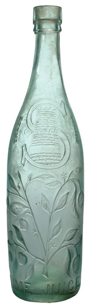 Stower's Lime Juice Antique Cordial Bottle