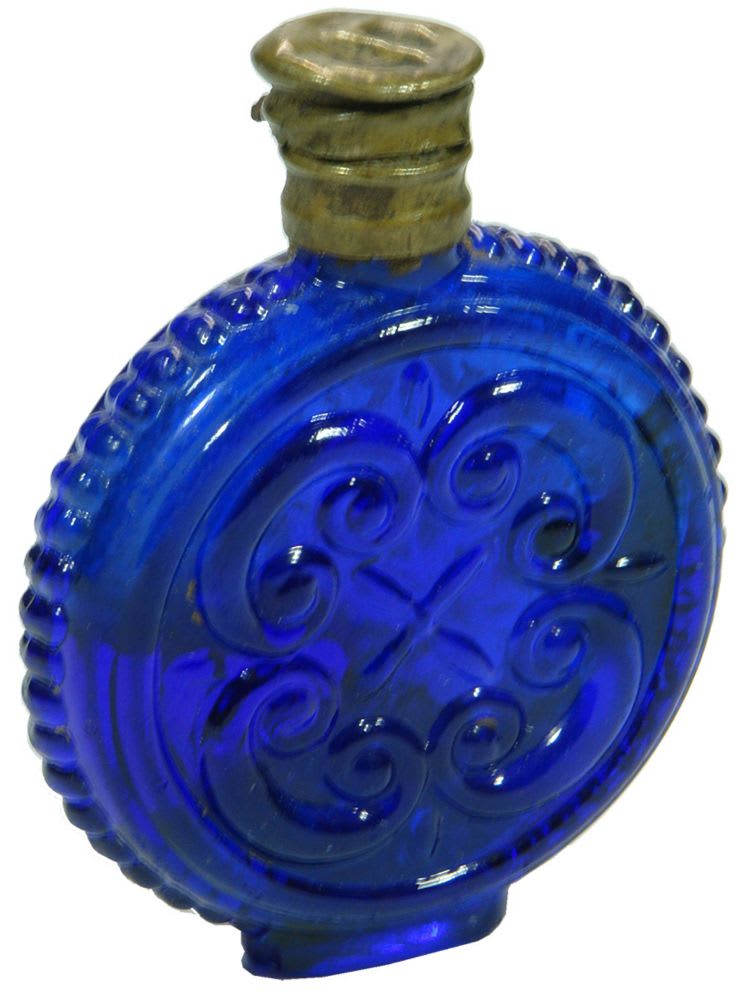 Cobalt Blue Moulded Glass Perfume Bottle