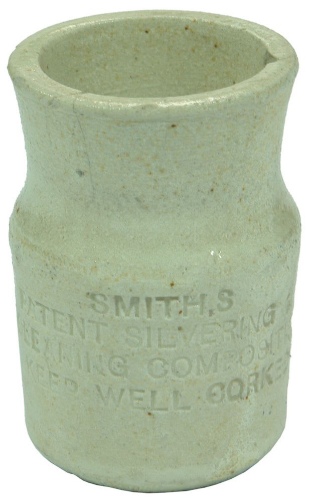 Smith's Patent Silvering Cleaning Composition Stone Jar