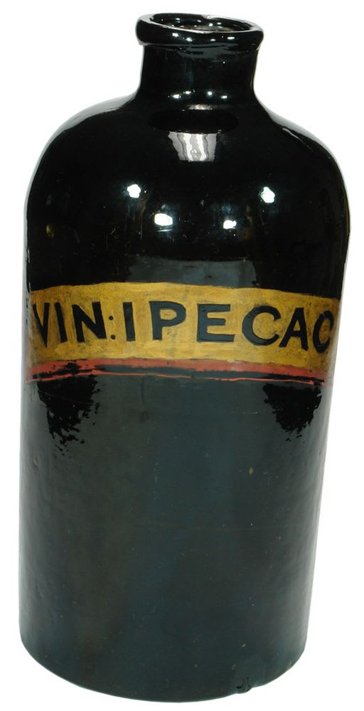 Vin Ipecac Black Glass Pharmacy Jar