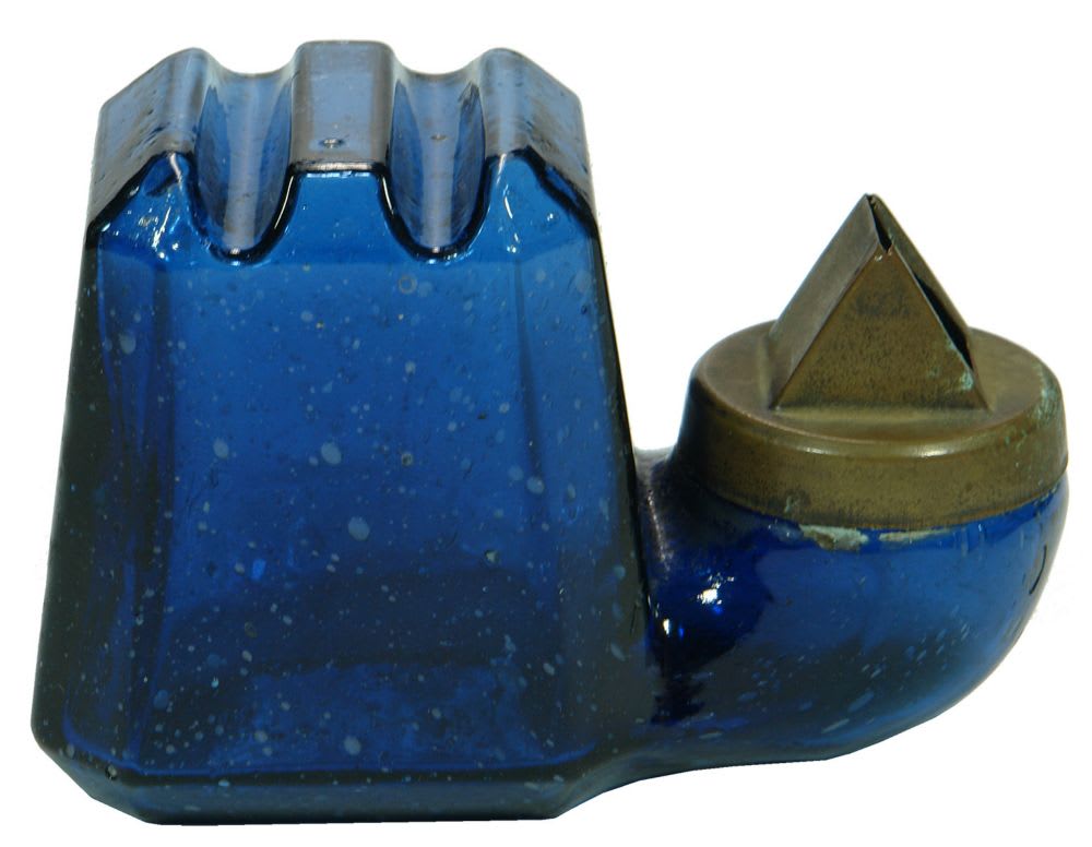 Snail Tortoise Cobalt Blue Ink Bottle