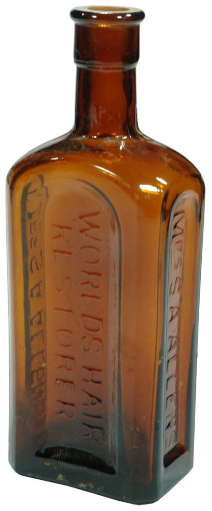 Allens Worlds Hair Restorer Amber Glass Bottle