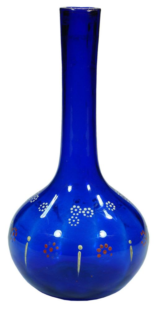 Cobalt Blue Enamel Decoration Barbers Bottle