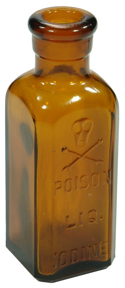 Poison Iodine Skull Crossbones Antique Bottle