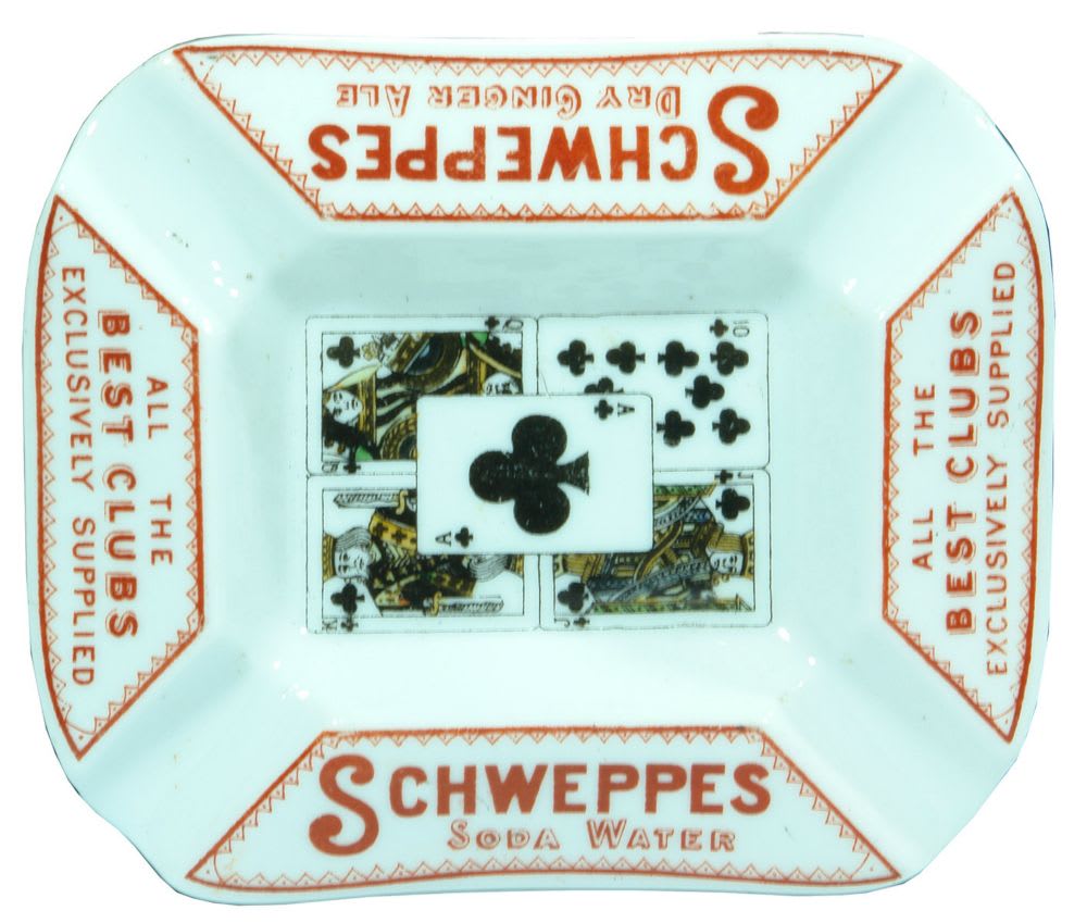 Schweppes Playing Cards Advertising Ashtray