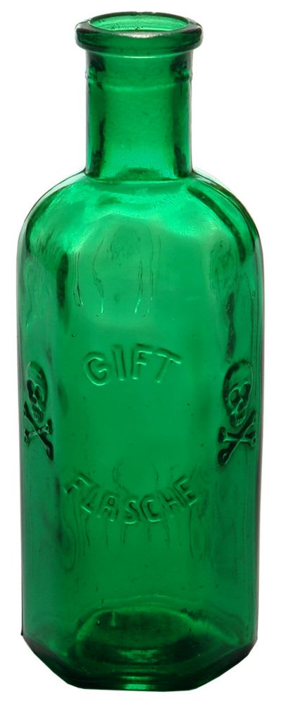 Gift Flasche Skull Crossbones Green Glass Bottle