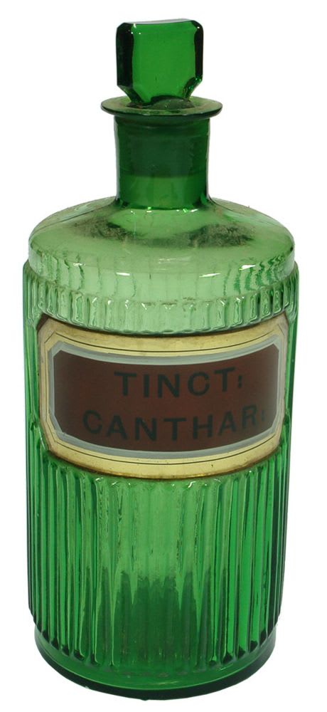 Tinct Canthar Green Glass Pharmacy Jar