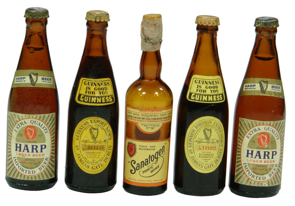 Collection Sample Labelled Beer Stout Bottles