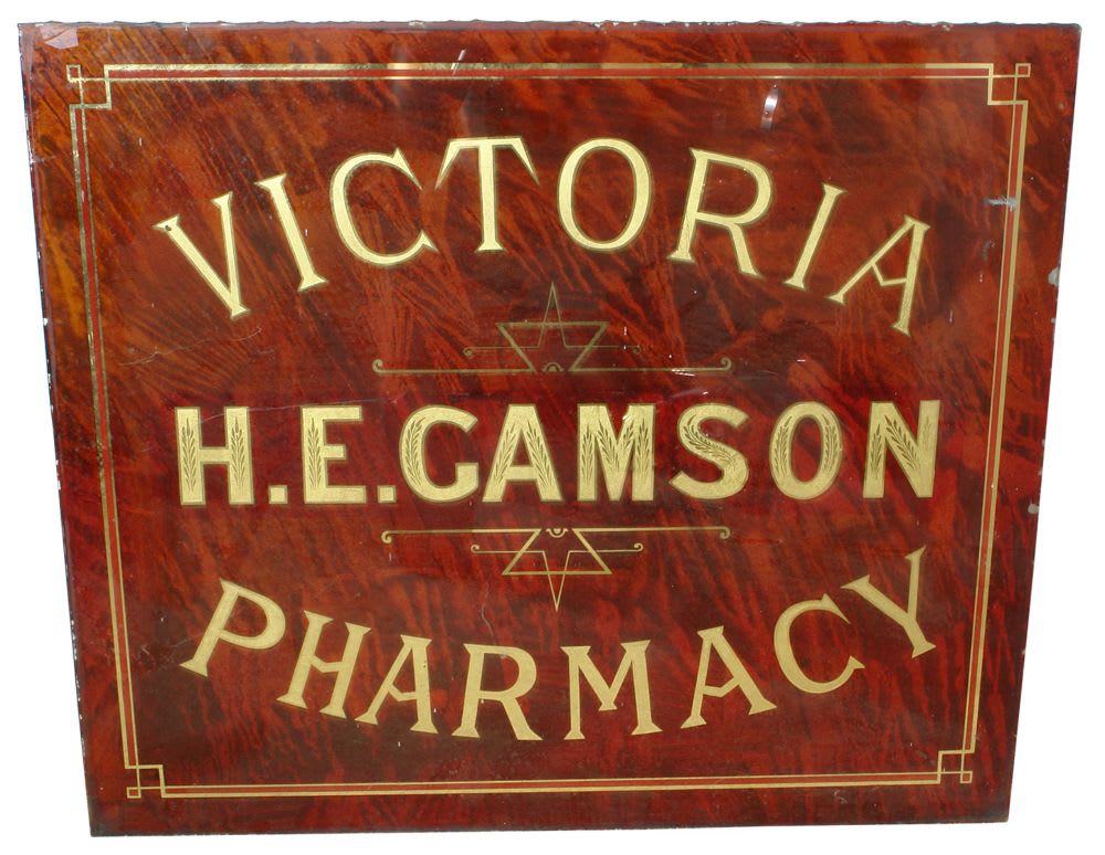 Gamson Victoria Pharmacy Shingle Glass Door Sign