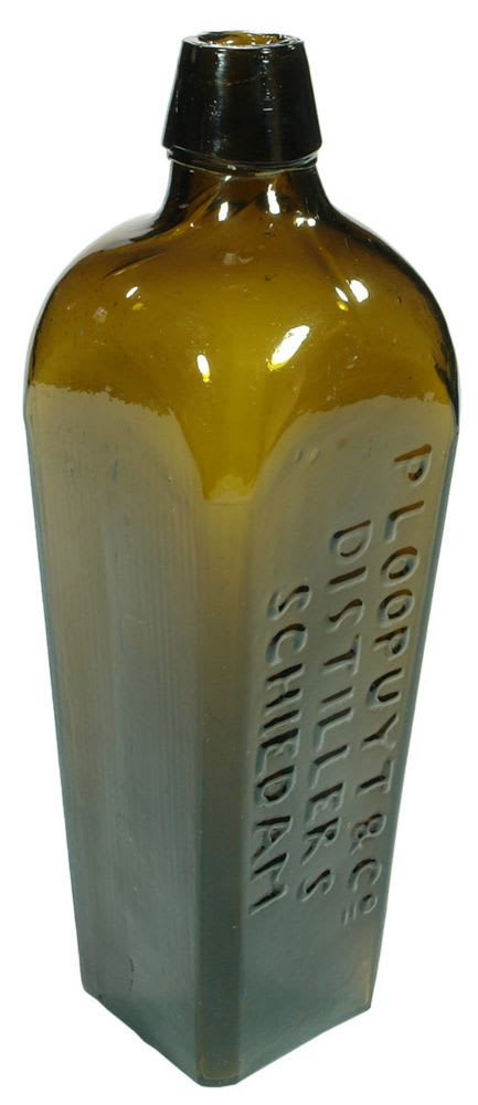 Loopuyt Distillers Schiedam Olive Green Gin Bottle