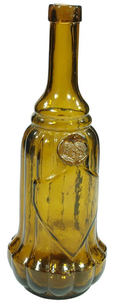 HSS Honey Amber Glass Antique Bottle