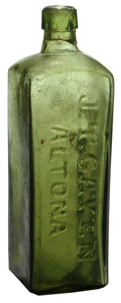 Gayen Altona Green Glass Schnapps Bottle