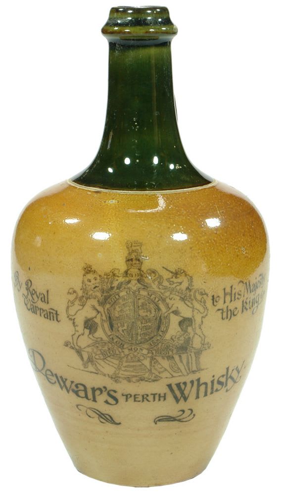 Dewar's Perth Whisky Green Top Stoneware Jug