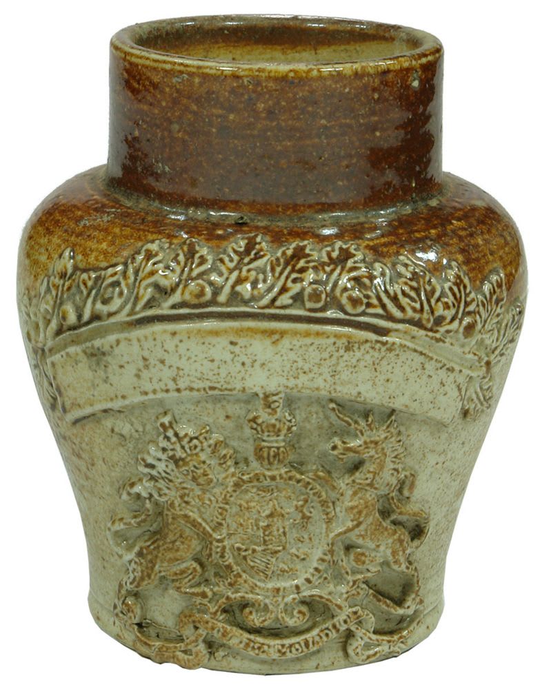 Bulbous Coat of Arms Stoneware Pharmacy Jar