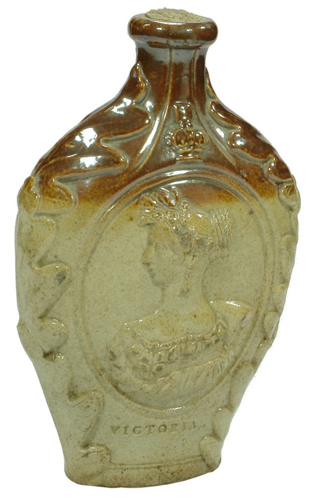 Queen Victoria Duchess Kent Stoneware Flask