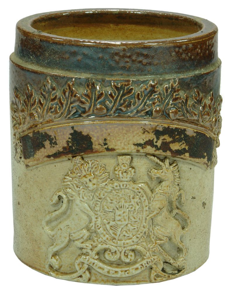 Coat of Arms Applied Pharmacy Stoneware Jar