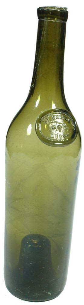 St Julien Medoc Grapes Sealed Antique Bottle
