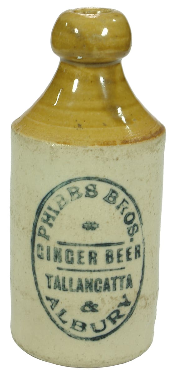 Phibbs Albury Tallangatta Stoneware Ginger Beer Bottle