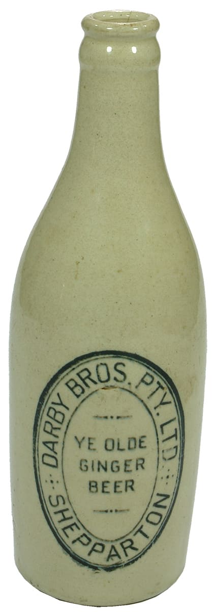 Darby Bros Shepparton Ye Olde Ginger Beer Bottle