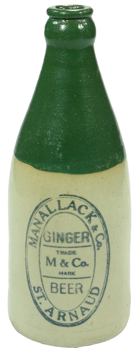 Manallack St Arnaud Green top Ginger Beer Bottle