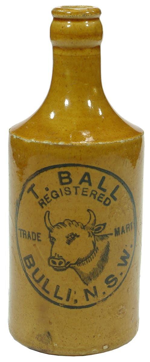 Ball Bulli Bulls Head Crown Seal Stoneware Ginger Beer Bottle