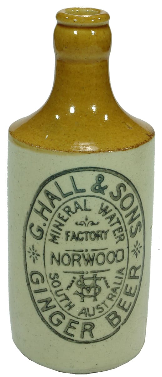 Hall Norwood Crown Seal Stone Ginger Beer Bottle