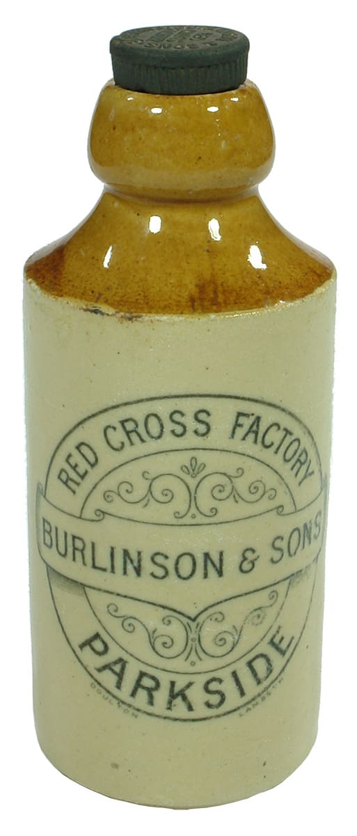 Burlinson Parkside Red Cross Factory Ginger Beer Bottle